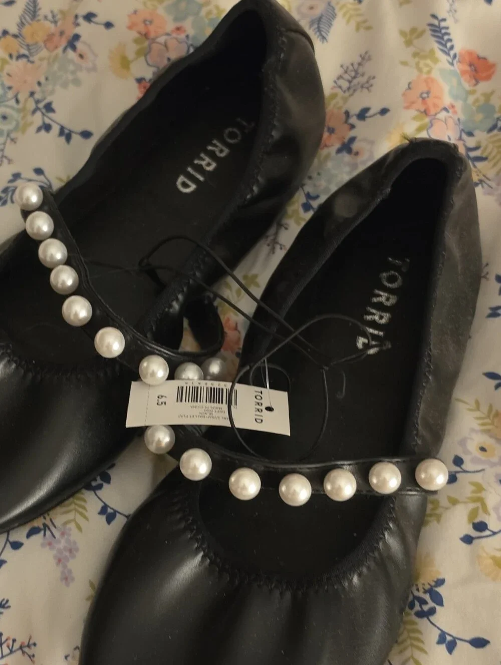 torrid Black Pearl-Trim Mary Jane Flats
